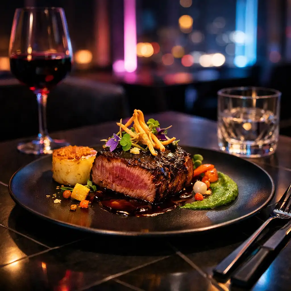 Modern, fusion stílusú fine dining fogás művészi tálalással a CityEventPlace éttermében