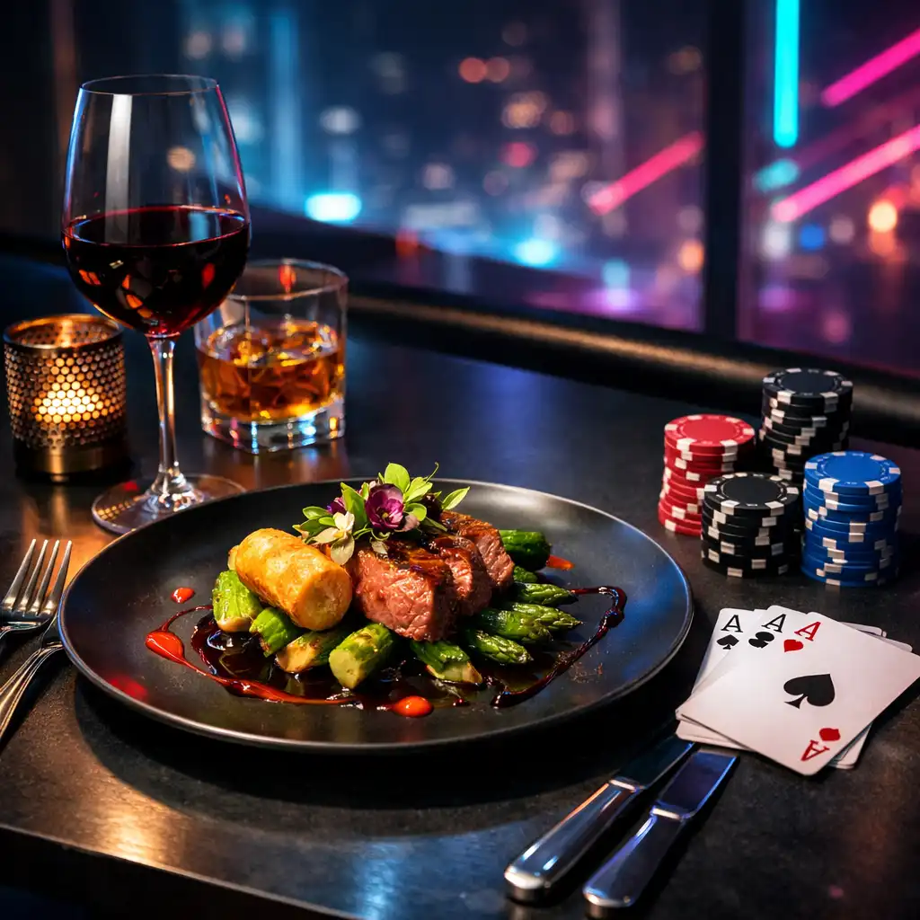 Fine dining fogások és koktélok pókerasztal mellett a CityEventPlace cyber-chic környezetében